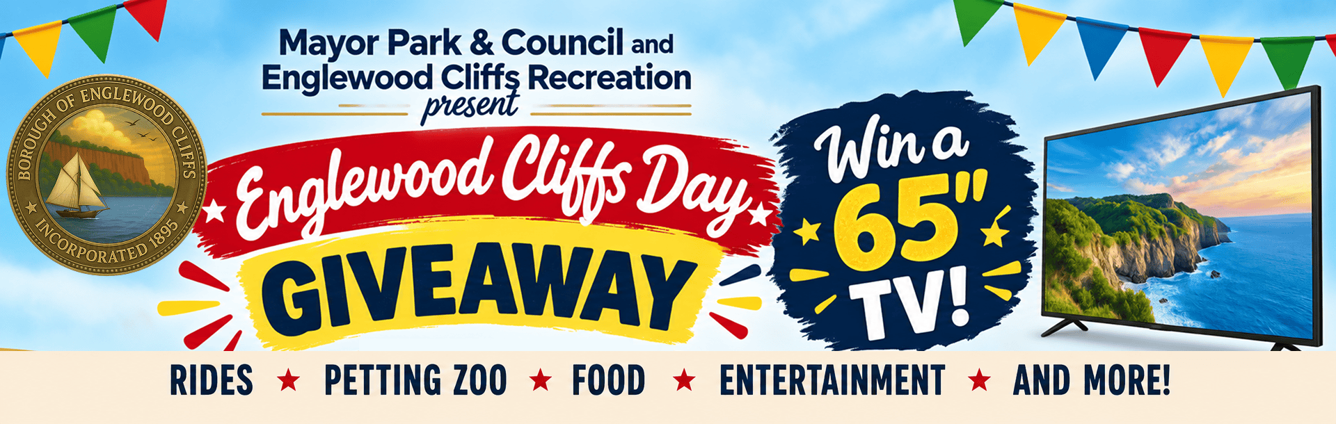 Banner for 65' TV Giveaway during EC Day.